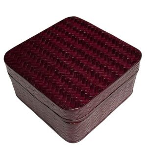 Vintage Burgundy Wood Jewelry Box